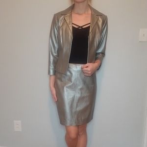 Leather jacket & skirt combo